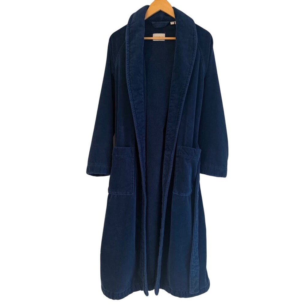 Frette 1806 Luxury Navy Blue Cotton Terry Robe Size M Mens Womens Made In Turkey